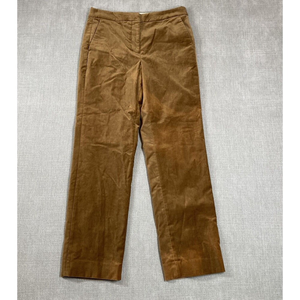 J Crew Pants Womens 6 Brown Kate Velvet Straight Leg Lined Dress Trousers
